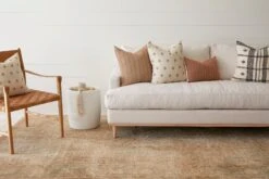 Beige Embroidered Pillow -Saffron + Poe Styled Brown Checkered Pillow with Beige Embroidered Pillow with Rust Embroidered Pillow with Handwoven Bhujodi Pillow