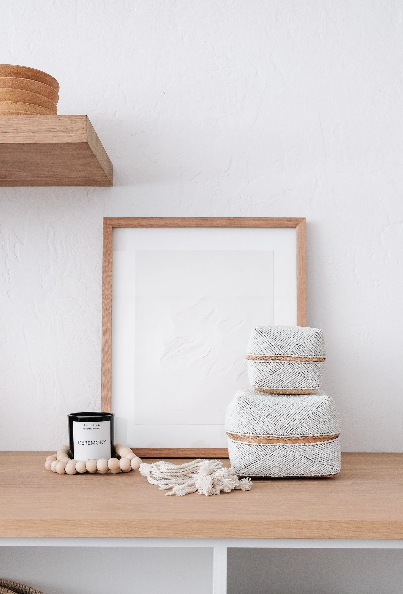 Hand-Beaded Bali Baskets - Solid White - Second Quality 2 Hand-Beaded Bali Baskets - Solid White - Second Quality - Image 2