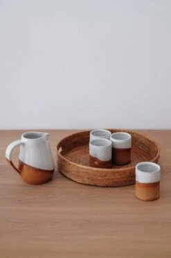 Round Tenganan Basket Trays (Set Of 2) -Saffron + Poe Styled Round Tenganan Basket Trays with Uzumati Pitcher and Tumblers