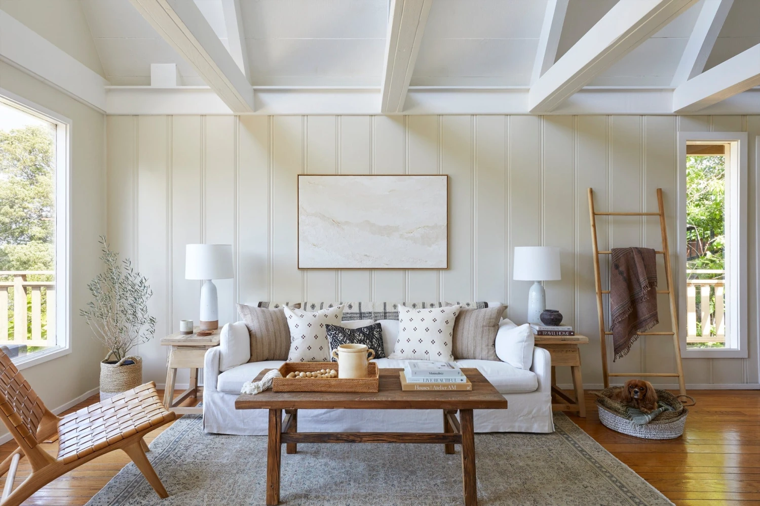 Woven Leather Lounge Chair - Beige 2 Woven Leather Lounge Chair - Beige - Image 2