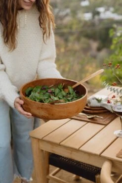 Teak Salad Bowl -Saffron + Poe Styled View Teak Salad Bowl Saffron Poe 1