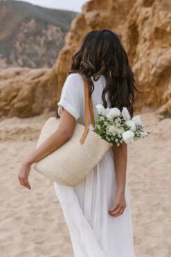 Woven Sisal And Leather Tote -Saffron + Poe Styled Woven Sisal and Leather Tote