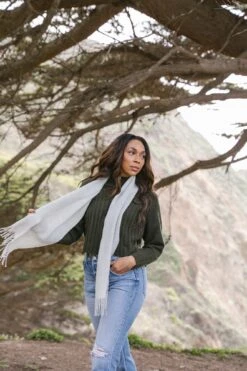 Baby Alpaca Scarf - Gray -Saffron + Poe Styled Baby Alpaca Scarf Gray