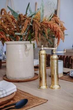 9" Atlas Brass Pepper Grinder - Second Quality 14 9" Atlas Brass Pepper Grinder - Second Quality -Saffron + Poe Styled Brass Grinders on an oak dining table 54b252a0 3d48 4073 b5b0 614b92c1e9aa