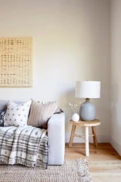 Handwoven Bhujodi Blanket - Natural -Saffron + Poe Styled View HandwovenBhujodi Blanket Natural Saffron Poe