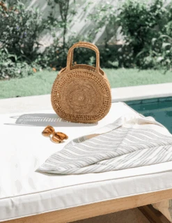 Tenganan Basket Handbag -Saffron + Poe Tenganan Basket Handbag Bali Bag Styled At Pool
