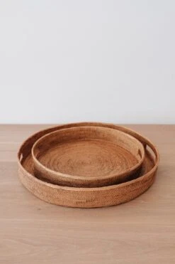 Round Tenganan Basket Trays (Set Of 2) -Saffron + Poe Top Round Tenganan Basket Trays