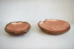 Hammered Copper And Teak Bowl -Saffron + Poe Two Hammered Copper Teak Root Bali Accent Bowls