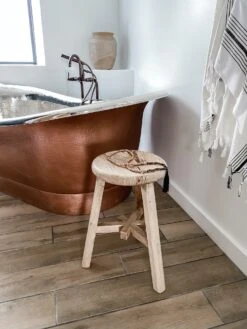 Vintage Stool -Saffron + Poe antique round stool bathroom