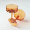 Handblown Hammered Coupe Cocktail Glasses, Amber - Set Of 4