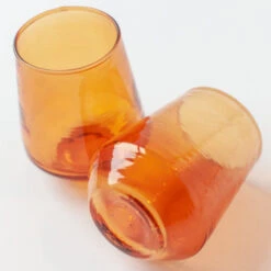 Handblown Glass Tumbler (set Of 4) - Amber -Saffron + Poe b6a380dade7f4b7a9cec328d7cd28d86