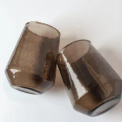 Handblown Glass Tumbler (set Of 4) -Smoke -Saffron + Poe bdef9f9b3d334d34b7b43a8f55ef25ae