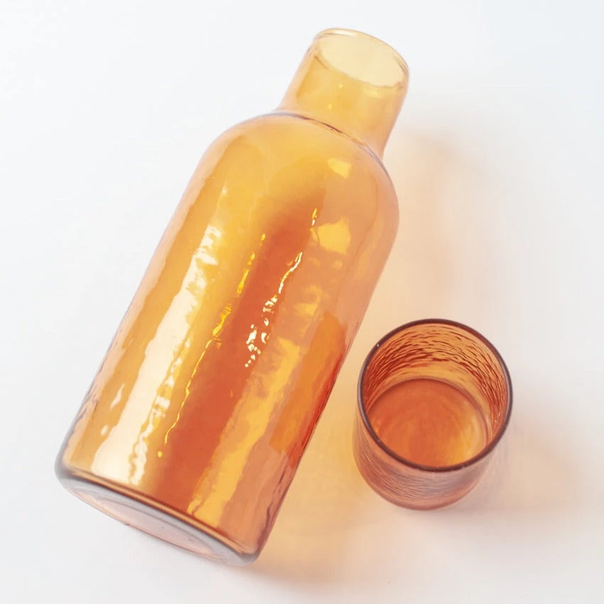 Handblown Carafe Set - Amber 2 Handblown Carafe Set - Amber - Image 2