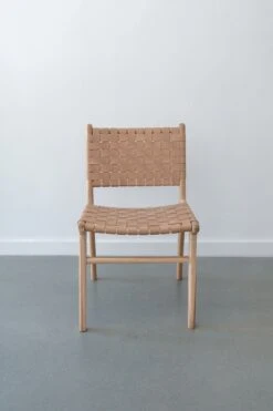 Woven Leather Dining Chair - Beige - Second Quality -Saffron + Poe leather and wooddining chair 3fa71970 cc2d 494c 98c8 4c398f9e295d