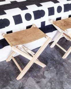 Leather Folding Stool - Second Quality 18 Leather Folding Stool - Second Quality -Saffron + Poe teak wood stools 595503b0 fae9 46f3 89c4 c84432e3fcbb